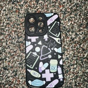 Healthcare pattern Black iPhone 14 Pro case